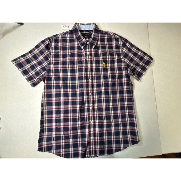 US Polo Assn short-sleeve button down multicolor‎ shirt Men's size Large - Picture 1 of 4